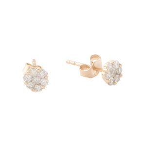 ORO LEONI Yellow Gold/Diamond 14kt Gold Diamond Cluster Stud Earrings